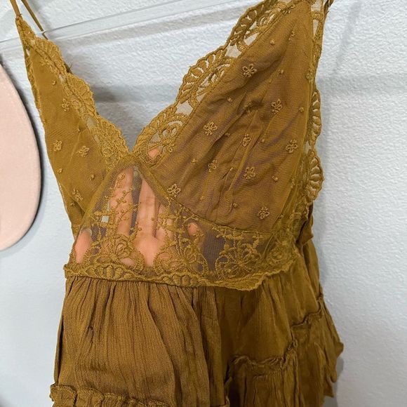 Free People lace mustard blouse - Picture 4 of 5